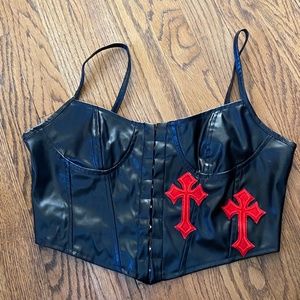 Black corset top with crosses